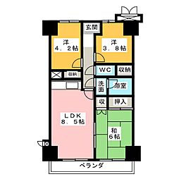 ライオンズマンション柚木やまねビル 3LDKの間取図画像