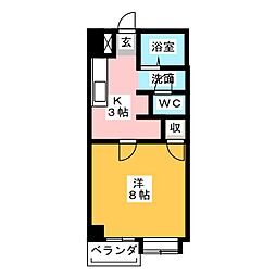 朝日プラザ静岡古庄 1Kの間取図画像