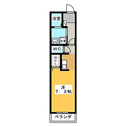 プラドスメゾン静大前 ワンルームの間取図画像