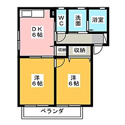 ル・ププランA 2Kの間取図画像