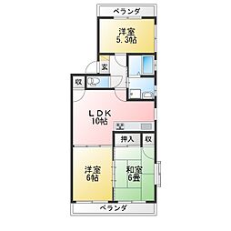 静清ハイツM3 3LDKの間取図画像