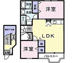 櫻花ハイツ　Ｂ  ｜ 静岡県静岡市葵区瀬名川２丁目（賃貸アパート2LDK・2階・58.53㎡） その2