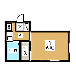 ピュアスト草薙 1Kの間取図画像