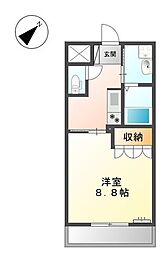 サンフォレスト 1Kの間取図画像
