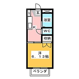 サマックス聖ハイツまいむ2 1Kの間取図画像