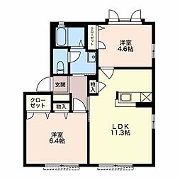 アマリリスA 2LDKの間取図画像
