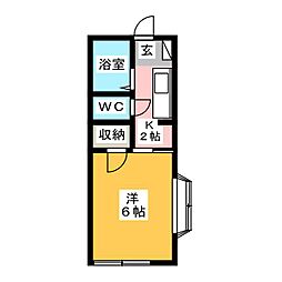 カレッジ・U 1Kの間取図画像
