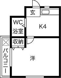 ハイコーポマイウェイ 1Kの間取図画像