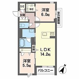 ARTIS C?URT 2LDKの間取図画像
