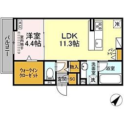 D crest 草薙2丁目 1LDKの間取図画像