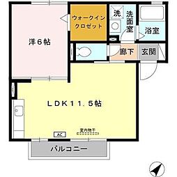 ミーティア 1LDKの間取図画像