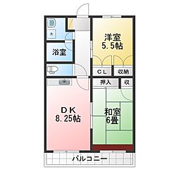 ベルドミール 2DKの間取図画像