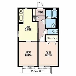 シンフォニア 2DKの間取図画像