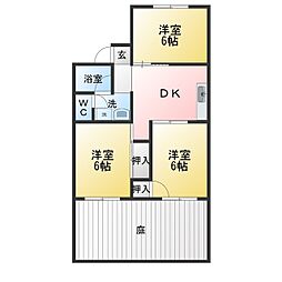 パレーシャル渋川B 3DKの間取図画像
