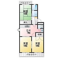 フレックス山本 3DKの間取図画像