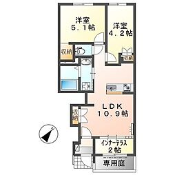 新築清水区船原アパート2期 2LDKの間取図画像