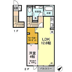 リュイソー 1LDKの間取図画像