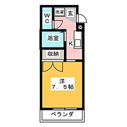 ガーデンヒルズ春日 1Kの間取図画像