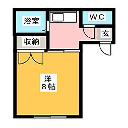 ドミール西高 1Kの間取図画像