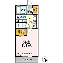 アレッサ 1Kの間取図画像