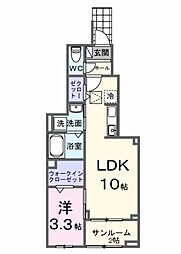 フォーロ・デル・コート辻 1LDKの間取図画像