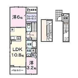 フォーロ・デル・コート辻 2LDKの間取図画像