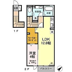 リュイソー 1LDKの間取図画像