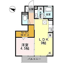 ティーダ 1LDKの間取図画像