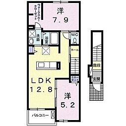 クレア 2LDKの間取図画像