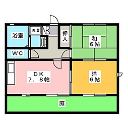 メディオハイムサワノ 2DKの間取図画像