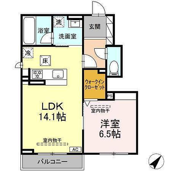 ヴィータ・フェリーチェII 101｜静岡県静岡市駿河区高松１丁目(賃貸アパート1LDK・1階・50.72㎡)の写真 その2