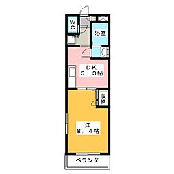 グリーンツリー 1DKの間取図画像