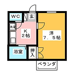 ヴィシニティハウス 1Kの間取図画像