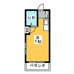 ピュアスト小鹿 ワンルームの間取図画像