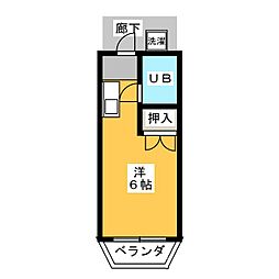 コーポユニ 1Kの間取図画像