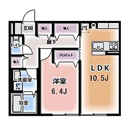 Komorebi Garden中田本町A 1LDKの間取図画像