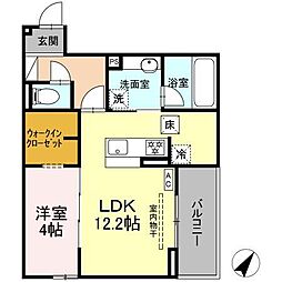 Dcrest新川S 1LDKの間取図画像