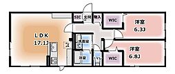 Komorebi Garden中田本町D 2LDKの間取図画像