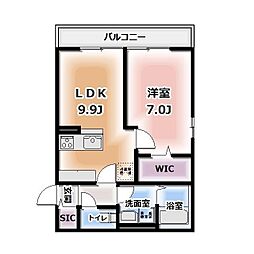 Komorebi Garden中田本町D 1LDKの間取図画像