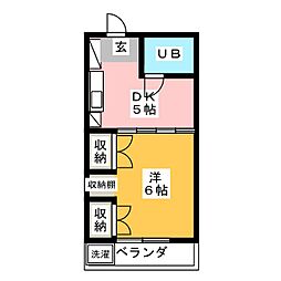 コンフォルム八幡 1DKの間取図画像