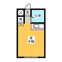 グランドゥール稲川2 ワンルームの間取図画像