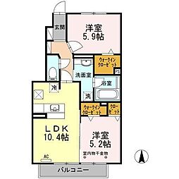 グランデールME 2LDKの間取図画像
