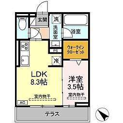 コート中田 1LDKの間取図画像