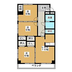 コンベナリー八幡A 3LDKの間取図画像