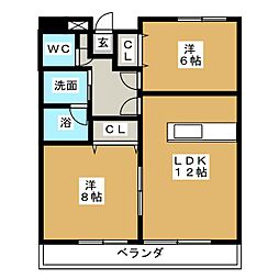 VillaCondesa下島 2LDKの間取図画像