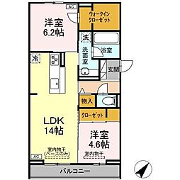 shine fort 2LDKの間取図画像