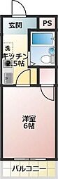 コーポすえひろ 1Kの間取図画像