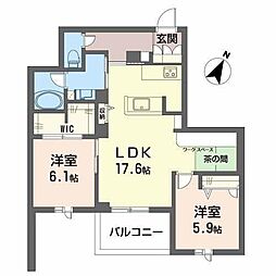 Crestieqnakada 2LDKの間取図画像