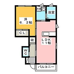 フィオーレSW棟 1LDKの間取図画像