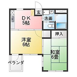 スクウェアー・コート 2DKの間取図画像